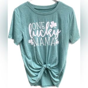 One Lucky Mama Clover Tie T-Shirt | Size M